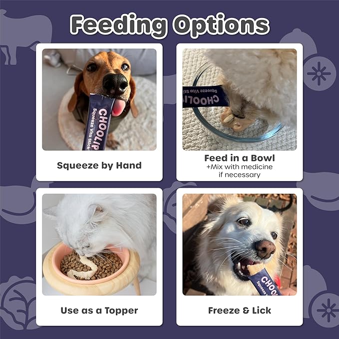 Choolip Squeeze Vita Stick Lickable Cat and Dog Treats, 7-Count Brain Support, Tuna and Chicken with DHA, CoQ10 and Vitamin E, Vet-Formulated