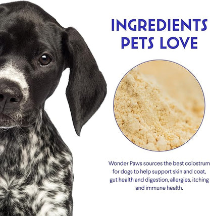 WONDER PAWS Premium Grass Fed Colostrum for Dogs – Pure Bovine Colostrum for Dogs – Immune, Allergy, Skin & Itch Relief – All Ages, Sizes & Breeds – 3.20oz