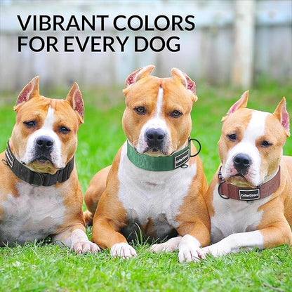 Heavy Duty Dog Collar for Large or Medium Dogs, Adjustable Strong Dog Collar for Active Dogs, Double-Layered Nylon (Dark Blue, 15-23)