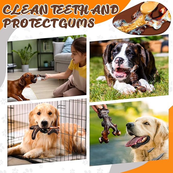 Dog Chew Toys for Aggressive Chewers 4 Pack, Indestructible Dog Toys, Bacon Flavor, Tough Nylon Bones to Keep Them Busy, Medium & Large Breed, Gifts for Dogs