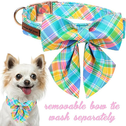 Unique style paws Easter Dog Collar with Bow Easter Eggs Chicken Collar with Flower for Small Medium Large Boys Girls Dogs