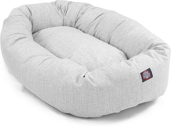Majestic Pet 40 Inch Bagel Calming Dog Bed Washable – Cozy Soft Round Dog Bed with Spine Support for Dogs to Rest Their Head - Fluffy Donut Puppy Mat 40x29x9 (Inch) Large – Gray