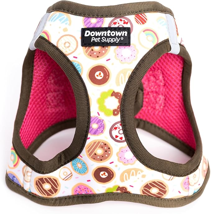 Downtown Pet Supply Step-in Dog Harness – No Pull, Adjustable Padded Mesh with Reflective Trim, Secure Buckle Strap – Comfortable & Breathable Small Dog Harness, Large, Donut