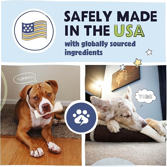 Pawstruck Large 5-6" Filled Dog Bones, Peanut Butter Flavor - Made in USA, Long Lasting Stuffed Femur for Aggressive Chewers, Dental Treat - Pack of 3, Packaging May Vary
