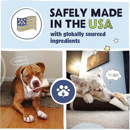 Pawstruck Large 5-6" Filled Dog Bones, Peanut Butter Flavor - Made in USA, Long Lasting Stuffed Femur for Aggressive Chewers, Dental Treat - Pack of 3, Packaging May Vary