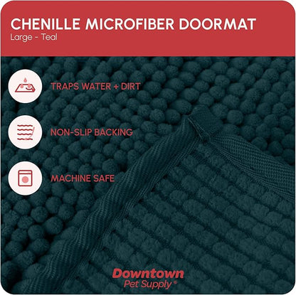 My Doggy Place Dog Mud Mat, 36" x 26" Teal – Thick Microfiber Entry Rug for Snow, Mud & Salt – Absorbent, Quick-Dry, Washer-Safe & Non-Slip, Large