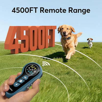 Delupet Dog Shock Collar 2 Dogs- 4500FT Dual-Direct Dog Training Collars with Remote for Small Medium Large Dog, IPX8 Waterproof Rechargeable E-Collar with Beep(1-8), Vibration(1-3), Shock(0-99), Blue