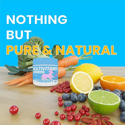 All-in-One Dog Multivitamin with Superfood Berries, Probiotics, Glucosamine, Omega 3 - Support Hip Joint, Skin Coat, Allergy Relief, Digestion, Immune Health - Vitamins Supplement - 120 Chews
