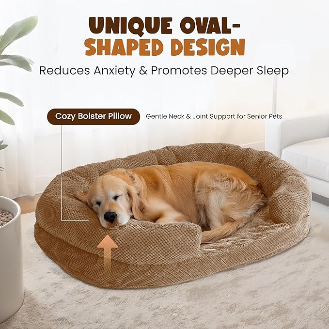 Miorun Bolster Dog Bed, Large Orthopedic Dog Bed with Memory Foam, Spacious Pet Couch Bed with Supportive Structure, Removable Washable Cover, Durable and Stylish Dog Bed for Large Dogs