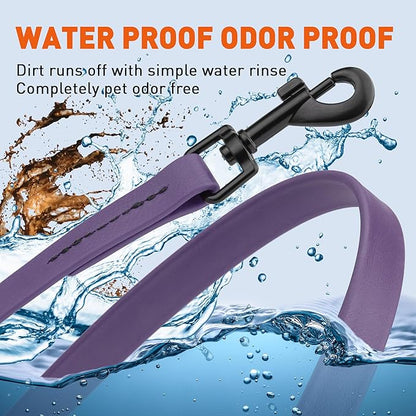 Dogline Biothane Waterproof Dog Leash Strong Coated Nylon Webbing with Black Hardware Odor-Proof Easy to Clean High Performance for Small or Large Dogs Made in USA 2 ft Lead, Violet Purple