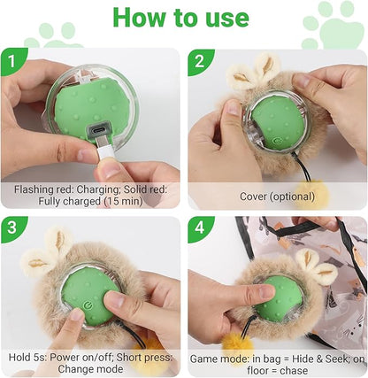 MoofeePaws Interactive Cat Toys for Indoor Cats Fast Rolling Ball, Automatic Motion Activated Ball, Hide and Seek for Indoor Exercise Toys, Real Bird Squeaky for Kitten Exercise Kicker