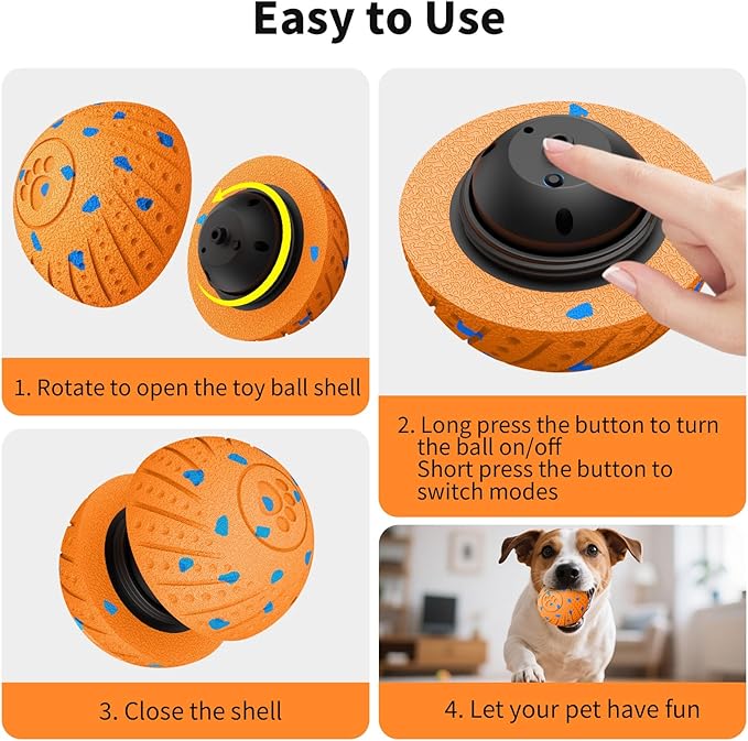 NETRCO Smart Interactive Dog Toys, Activated Moving, Bouncing, Rotating Ball for Medium/Large Dogs, 2025 E-TPU Material, Motion-Activated Dog Gift to Keep Them Busy (Orange) (Orange)