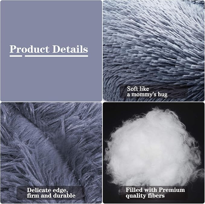 MFOX Calming Dog Bed (S/M/L/XL) for Medium and Large Dogs Comfortable Pet Bed Faux Fur Donut Cuddler Up to 15/30/50/90lbs