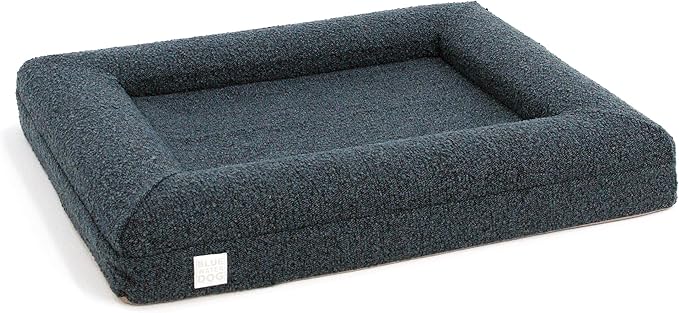 Bluewater Dog Luxury Boucle Orthopedic Memory Foam Dog Bed with Waterproof Liner and Machine Washable Cover with YKK Zippers (Medium, 37" L x 30" W x 6" Th, Ocean Blue)