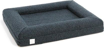 Bluewater Dog Luxury Boucle Orthopedic Memory Foam Dog Bed with Waterproof Liner and Machine Washable Cover with YKK Zippers (Medium, 37" L x 30" W x 6" Th, Ocean Blue)