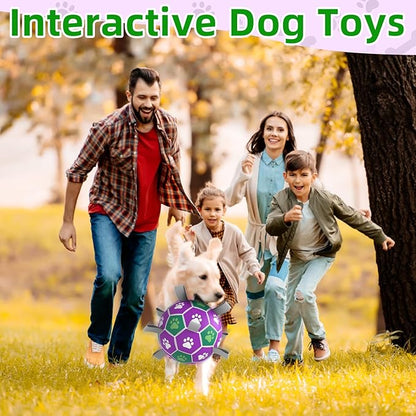 Diman Dog Balls with Nylon Straps, Puppy Soccer Ball for Dogs, Outdoor Dog Toys, Durable Fetch Pet Toy for Training, Birthady Gift for Large Pets (7 Inch)