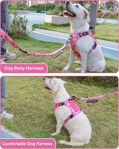 Hotsky Tactical Dog Harness No Pull，Adjustable Service Dog Vest Reflective Military Pet Harness with Control Handle Molle Loop Panels for Training Walking Running(Purple Camo, XL)