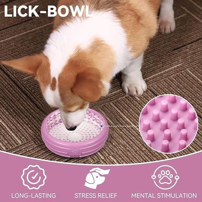 Dog Lick Bowl, Animire Freeze Lick Mat for Dogs, Non-Slip Slow Feeder Licking Bowl Enrichment Treat for Distraction Anxiety Relief, Food Grade Silicone, Dishwasher Safe(Pastel Purple,XL)