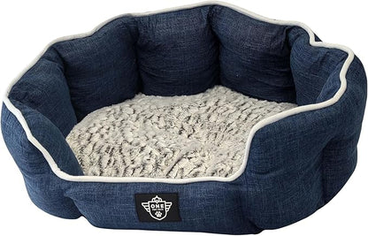 One for Pets Snuggle Pet Bed,Dog Bed, Cat Bed, Removable Washable Octagon Cuddle Bed,Anti Anxiety (Blue, Large (30 Inch))
