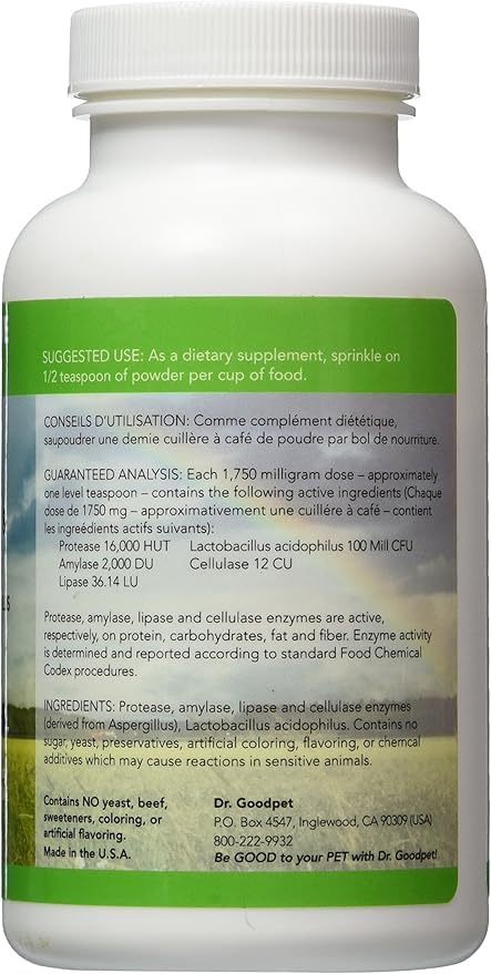 Dr. Goodpet Feline Digestive Enzymes with Probiotics & Prebiotics – Daily Digestive Support Powder for Cats – Promotes Cat Digestion, Nutrient Absorption & Healthy Stool – Vegan
