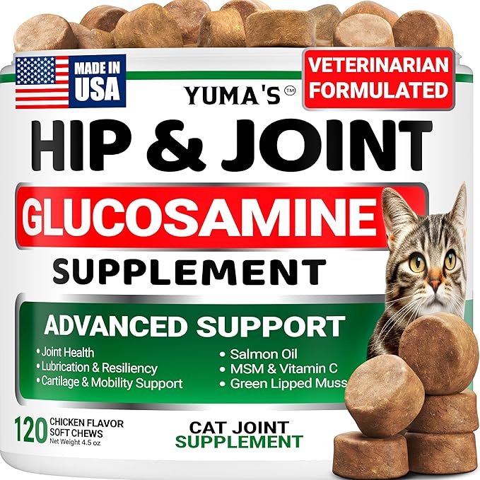 Cat Hip and Joint Health Supplement Chews – Advanced Glucosamine for Cats – MSM, Chondroitin & Omega-3 Salmon Oil – Supports Mobility, Joint Pain Relief, Cat Vitamins for Indoor & Outdoor Cats