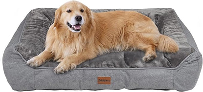 ZAKAPAWS Orthopedic Dog Bed for Extra Large Dogs - Extra Thick Supportive Dog Couch Bed, Pet Beds Sofa with Waterproof Washable Cover & Non-Slip Bottom, Grey, 42x30 Inch