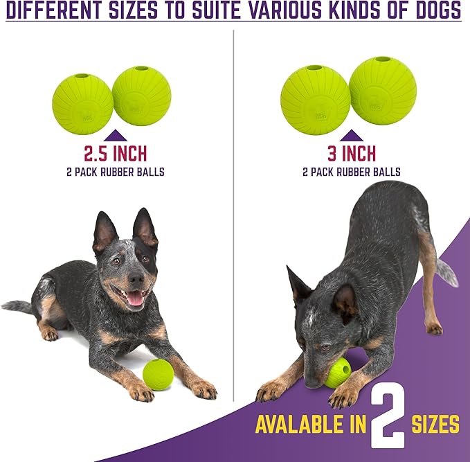 Chew King by Mammoth Supreme Rubber Dog Fetch Balls (8-Pack), Durable 2.5” Natural Rubber Balls with Safety Air Vent, High Bounce Fetch Toys for Aggressive Chewers, Launcher Compatible - Yellow