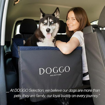 Premium Dog Car Seat & Back Seat – Waterproof & Non-Slip Travel Hammock with Storage Pockets | Secure & Comfortable Pet Seat Cover for Large & Medium Dogs – Fits Cars, SUVs & Trucks (Blue)