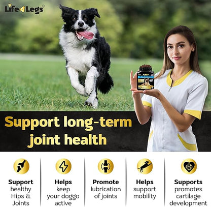 Life4Legs - Soft Chews Hip and Joint Supplement for Dogs - Dog Joint Pain Relief Treats - Glucosamine, Chondroitin, Turmeric- Mobility Bites Supplement