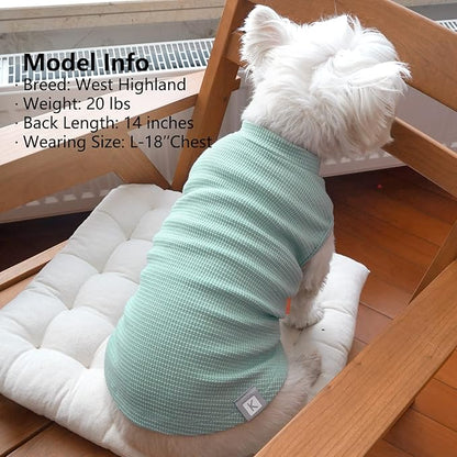 KYEESE 2Pack Dog Shirts Waffle Stretchy T-Shirts Lightweight Tank Top Sleeveless Vest Breathable Pet Apparel, XX-Large, Green+Grey