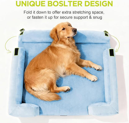 Extra Large Dog Bed, Orthopedic XL Washable Bed for Big Dog Waterproof Pet Couch Sofa Bolster with Removable Cover, Non-Slip Bottom, Tennis Ball Toy, 42x30