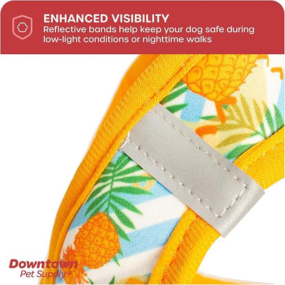 Downtown Pet Supply Step-in Dog Harness – No Pull, Adjustable Padded Mesh with Reflective Trim, Secure Buckle Strap – Comfortable & Breathable Small Dog Harness, Large, Pineapple