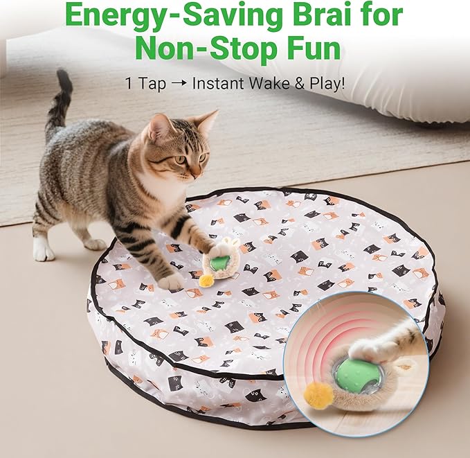 MoofeePaws Interactive Cat Toys for Indoor Cats Fast Rolling Ball, Automatic Motion Activated Ball, Hide and Seek for Indoor Exercise Toys, Real Bird Squeaky for Kitten Exercise Kicker