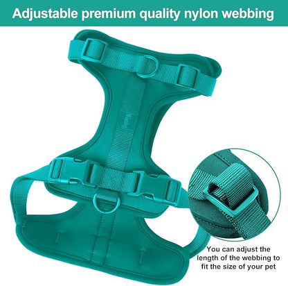 Wisedog No Pull Lightweight Dog Vest Harness with Soft and Comfortable Cushion, Breathable Mesh, for Small Medium Large Dogs Walking (L(Neck: 16.15"-20.86";Chest: 24.02"-38.19"), Emerald Green)