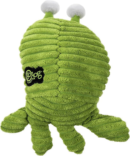 goDog PlayClean Germs Squeaky Plush Dog Toy with Odor-Eliminating Essential Oils, Chew Guard Technology - Green, Large