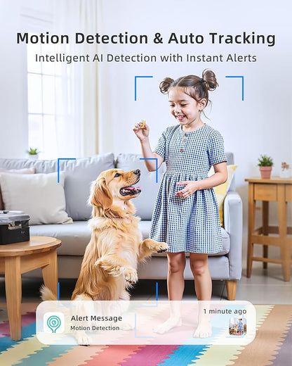 4MP Indoor Camera 5G WiFi 6 Pan Tilt 2.5K Supports MicroSD up to 256GB (No Card) Plug-in Pet Camera with Speaker for Dog/Cat Baby Monitor with Phone App, Motion Tracking, Compatible with Alexa