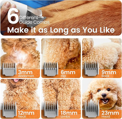 oneisall Dog Grooming Vacuum, Pet Grooming Vacuum with Clipper Nail Grinder, 1.5L Dust Cup Dog deshedding Vacuum Brush with 7 Pet Grooming Tools for Shedding Pet Hair, Home Cleaning(Purple)
