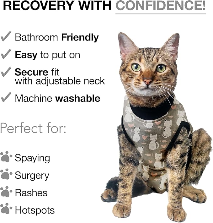 BellyGuard Cat Recovery Suit for Female and Male, Cat Surgery Suit Alternative, Onesie for After Spay Care, Post-Surgery Protective Body Cover for Feline and Kitten Healing