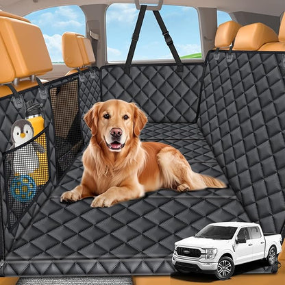 URPOWER XL Backseat Extender for Dogs - Hard Bottom Dog Car Seat Cover for Back Seat, Dog Car Hammock Dogs Travel Bed for Full Size Crew Cab Truck, Pet Rear Seat Protector for F150/ RAM1500/ Silverado