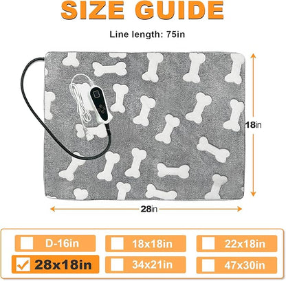 Bestio Dog Heating Pad,28x18 in Heated Dog Bed with Constant Heat & Auto Modes，MET&UL Certified Pet Heating Pad,Chew-Resistant Cord,Waterproof Washable Cover-Gray