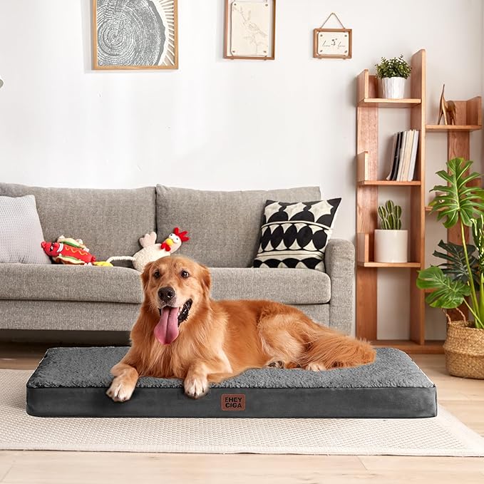 EHEYCIGA Orthopedic XL Dog Beds for Extra Large Dogs with Removable Washable Cover, Grey, 44x32