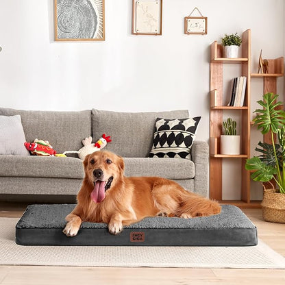 EHEYCIGA Orthopedic Medium XL XXL Dog Beds for Medium Large Extra Large Dogs with Removable Washable Cover for Crate,Grey, 36x27