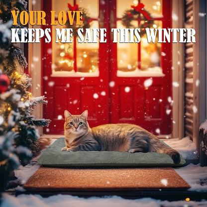 PETNF Outdoor Cat Heating Pad - Safe Waterproof Electric Warming Mat for Feral Cats Fits Cat House Outside 28"X16"