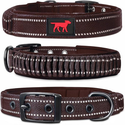 Tuff Pupper Heavy Duty Dog Collar with Handle | Ballistic Nylon Heavy Duty Collar | Padded Reflective Dog Collar with Adjustable Stainless Steel Hardware | Convenient Sizing for All Breeds