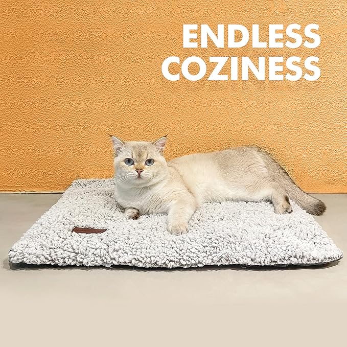 Self Warming Cat Bed Self Heating Cat Dog Mat 24 x 18 inch Extra Warm Thermal Pet Pad for Indoor Outdoor Pets with Removable Cover Non-Slip Bottom Washable Non Electric