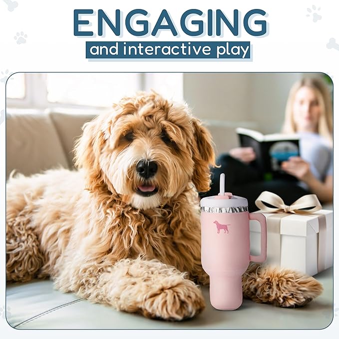 Pup Cup Tumbler Dog Toy – Cute Girl Dog Toy, Valentines & Birthday Gift, Interactive Squeaker, Fun Puppy Present (Pink Peach Dust)