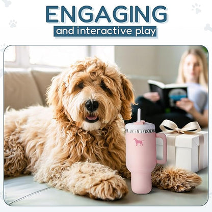 Pup Cup Tumbler Dog Toy – Cute Girl Dog Toy, Valentines & Birthday Gift, Interactive Squeaker, Fun Puppy Present (Pink Peach Dust)