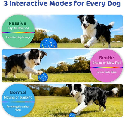 Sankell Interactive Dog Toys Ball - Smart Moving Bouncing Dog Ball with RGB Lights, E-TPU Material, 3 Play Modes Automatic Rolling Dogs Toy for Small Medium Dogs Keep Them Busy(Blue)