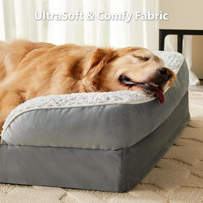 Orthopedic Dog Bed for Extra Large Dogs, Egg Crate Foam Bed for Extra Large Dogs, Equipped with Removable Waterproof Pillow Cover and Anti-Slip Bottom, Pet Bed