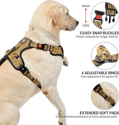 NESTROAD No Pull Dog Harness,Adjustable Oxford Dog Vest Harness with Leash,Reflective No-Choke Pet Harness with Easy Control Soft Handle for Small Dogs(Small,Light Brown)